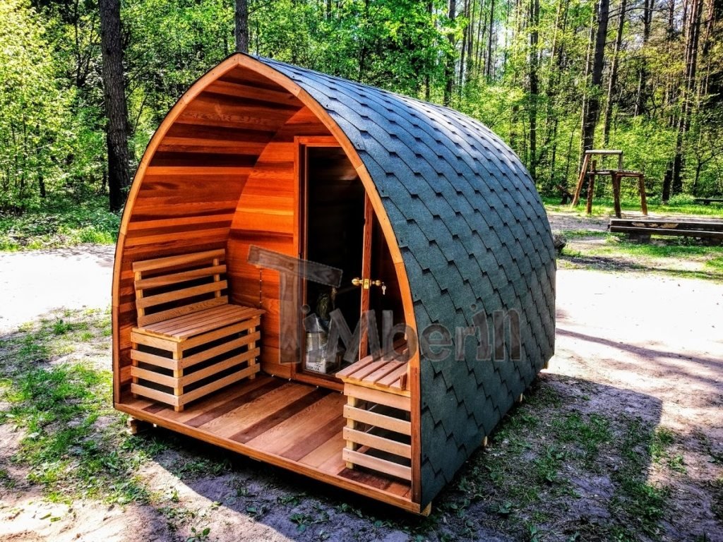 Outdoor sauna iglu design red cedar (1)