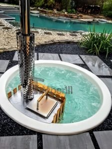 sunken wood burning hot tub