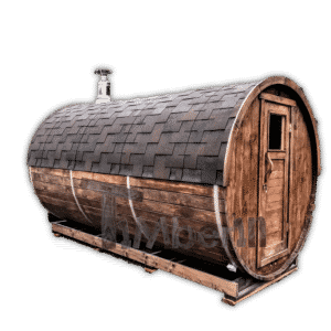 Outdoor barrel garden sauna